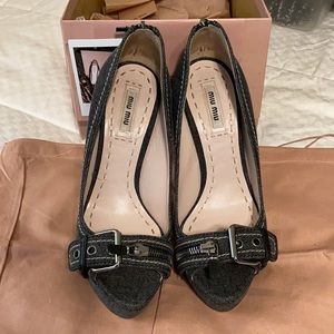 Miu Miu Denim Washed dark blue pump heels Sz 37.5